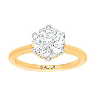 The Classic Round Solitaire ring with a Two Carat Diamond in Gold - Adila