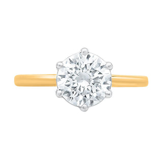 The Classic Round Solitaire ring with a Two Carat Diamond in 925 Sterling Silver - Adila