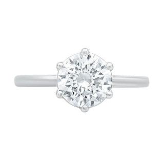 The Classic Round Solitaire ring with a Two Carat Moissanite Stone in 925 Sterling Silver - Adila