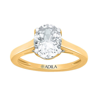 The Classic Oval Solitaire ring with a Two Carat Moissanite Stone in 925 Sterling Silver - Adila