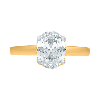 The Classic Oval Solitaire ring with a Two Carat Diamond in 925 Sterling Silver - Adila