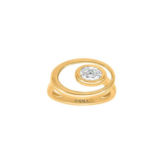 Elliptic Oval Shape Moissanite Ring