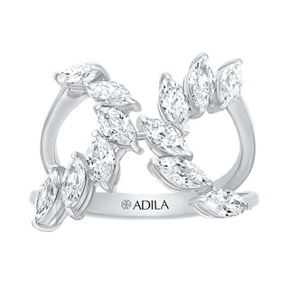 Trendy Marquise Shape Moissanite Stone Ring in Sterling Silver