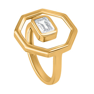 Geometric Bold Moissanite Stone Ring in Sterling Silver