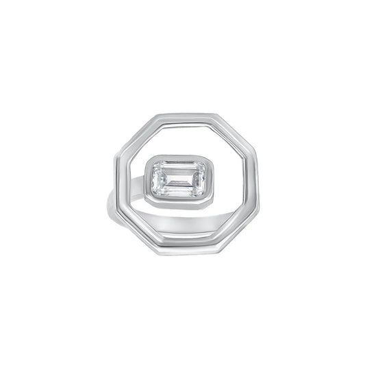 Geometric Bold Radiant Moissanite Ring