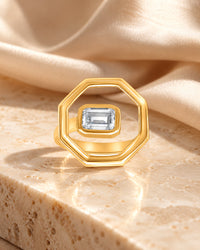 Geometric Bold Radiant Moissanite Ring