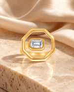 Geometric Bold Radiant Moissanite Ring