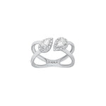 Two Stone Pear Shape Halo Crossover Moissanite Ring