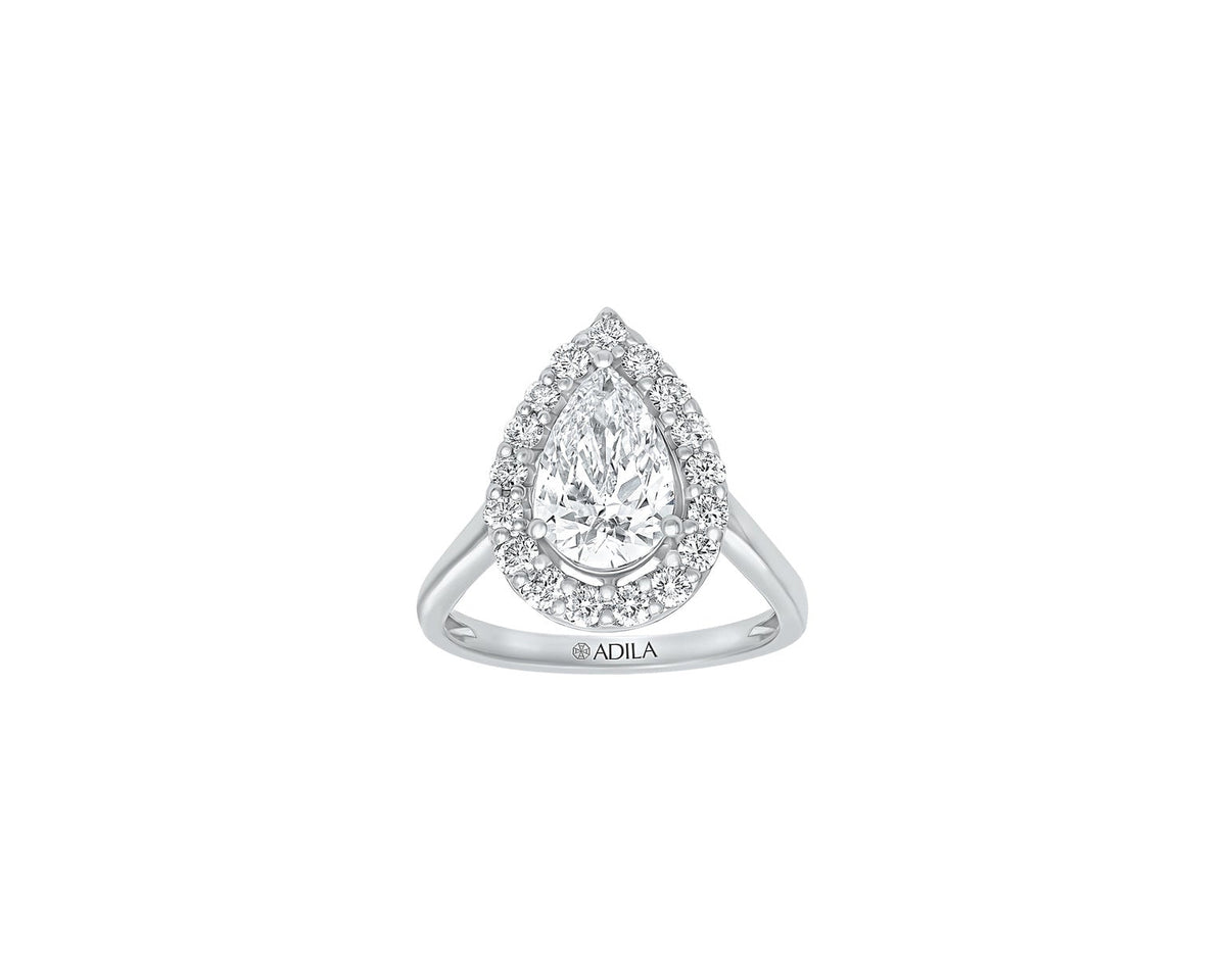 The Halo Pear Shape Moissanite Ring