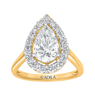 The Halo Pear Shape Ring with Moissanite Stone in 925 Sterling Silver - Adila