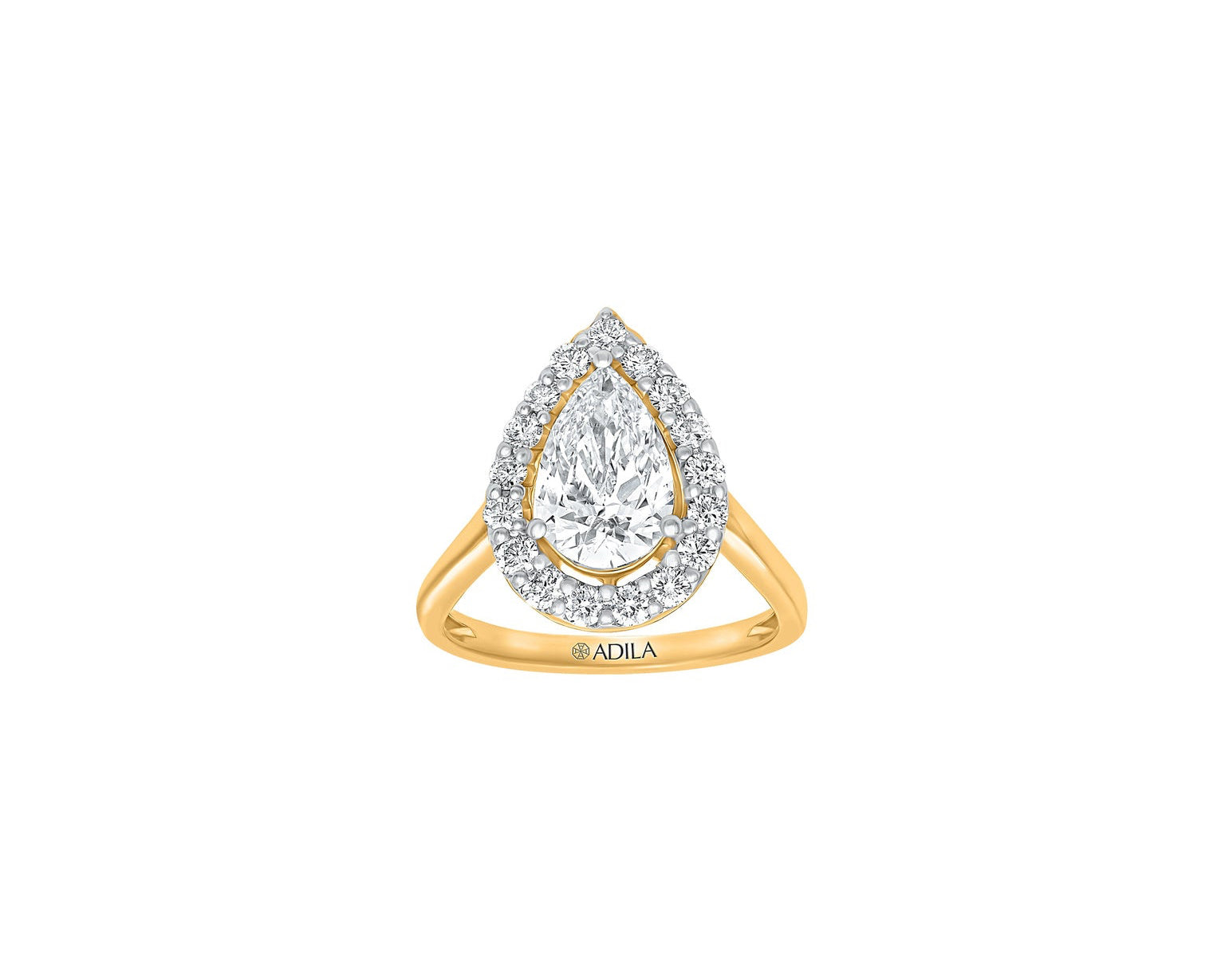 The Halo Pear Shape Moissanite Ring