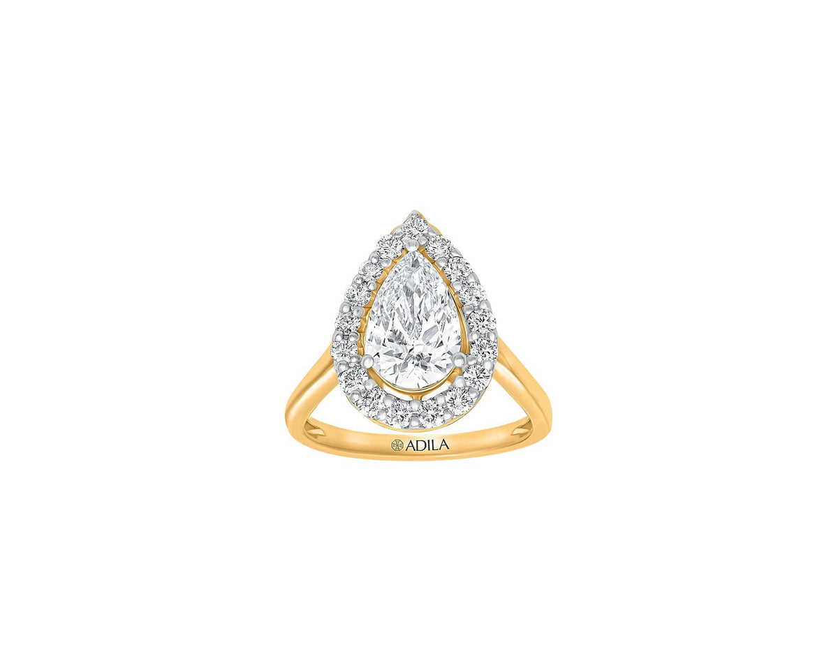 The Halo Pear Shape Moissanite Ring