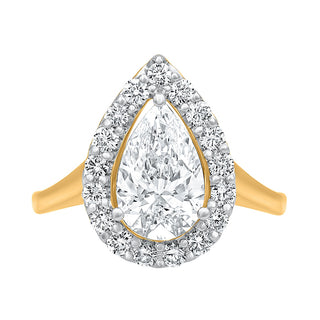 The Halo Pear Shape Ring with Moissanite Stone in 925 Sterling Silver - Adila