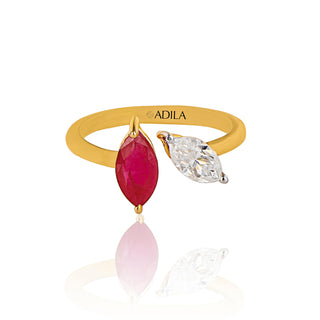 Cherry Crush Marquise & Moissanite Silver Ring