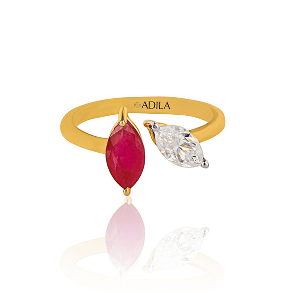 Cherry Crush Marquise Moissanite Silver Ring