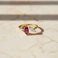 Cherry Crush Marquise Moissanite Silver Ring