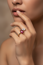 Cherry Crush Marquise Moissanite Silver Ring