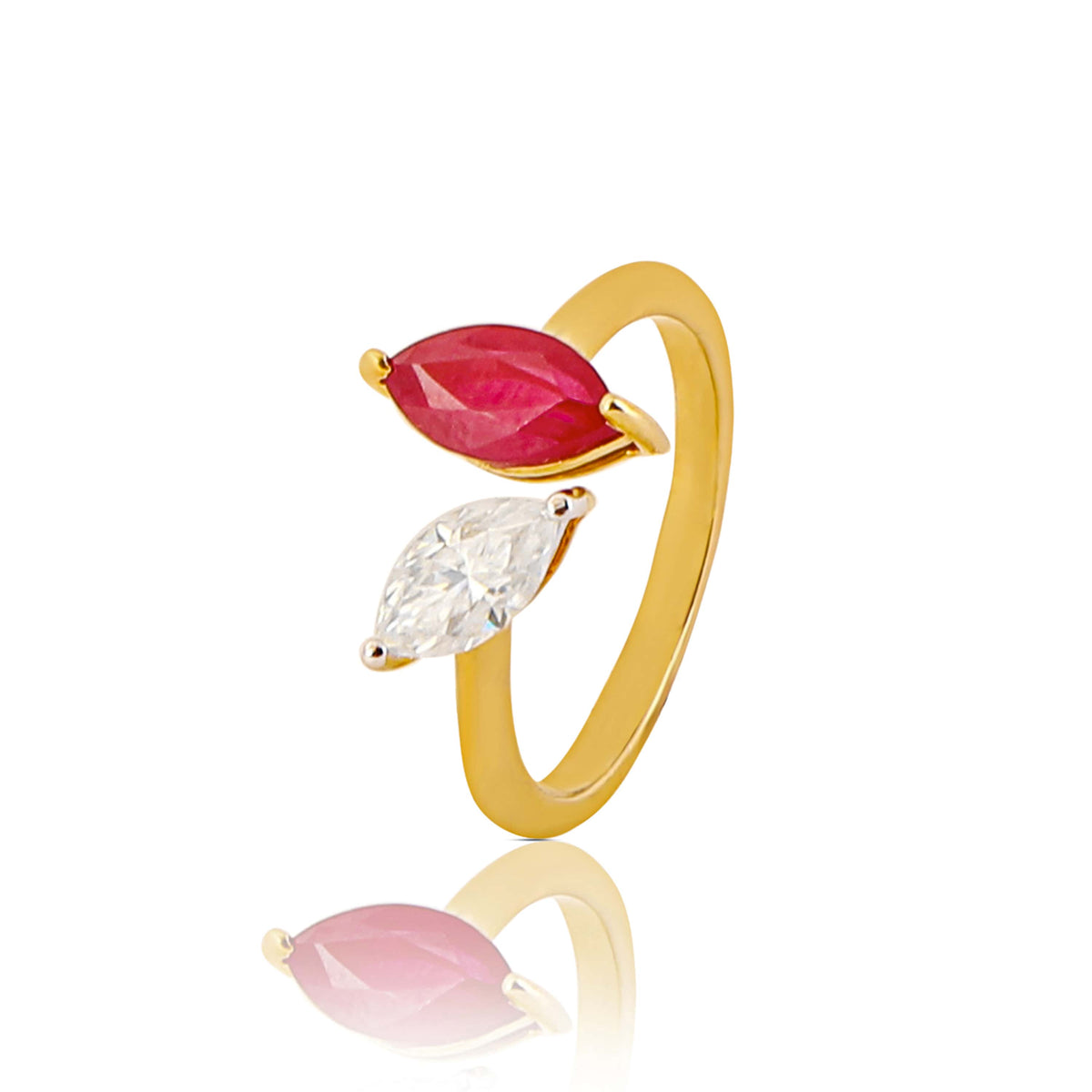 Cherry Crush Marquise Moissanite Silver Ring