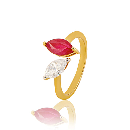 Cherry Crush Marquise Moissanite Silver Ring