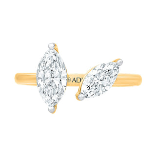 Two Stone Marquise Shape Ring with Moissanite Stone in 925 Sterling Silver - Adila