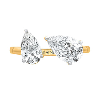 Two Stone Pear Shape Ring with Moissanite Stone in 925 Sterling Silver - Adila