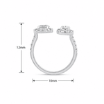 Zarah Duo Oval Halo Moissanite Silver Ring