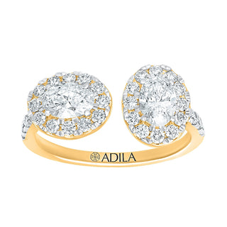 Zarah Duo Oval Shape Moissanite Stone Ring in Sterling Silver - Adila