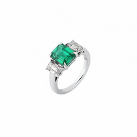 Silver Rings for Women -Emerald Royal Silver Moissanite Ring | Adila Jewels