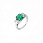 Silver Rings for Women -Emerald Royal Silver Moissanite Ring | Adila Jewels