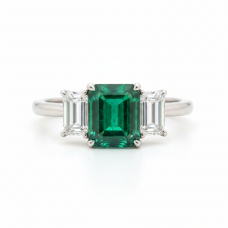 Silver Rings for Women -Emerald Royal Silver Moissanite Ring | Adila Jewels