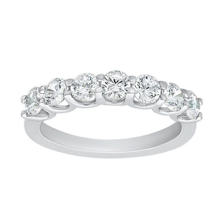 Classic Seven Round Shape Moissanite Stone Band Ring in Sterling Silver