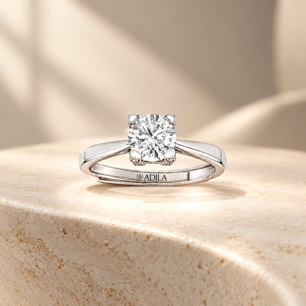 Lunaira Moon-Inspired Moissanite Silver Ring