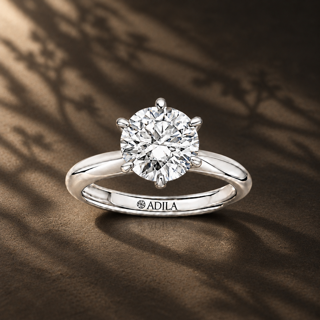 Lustra Solitaire Moissanite Silver Ring