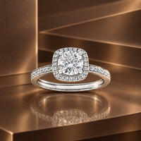 Serene Grace Cushion Halo Moissanite Silver Ring