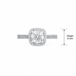 Serene Grace Cushion Halo Moissanite Silver Ring