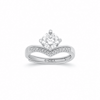Kiara Chevron Solitaire Moissanite Silver Ring