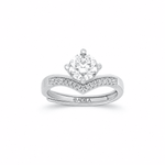 Kiara Chevron Solitaire Moissanite Silver Ring
