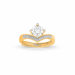 Kiara Chevron Solitaire Moissanite Silver Ring