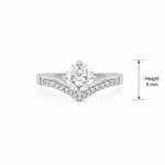 Kiara Chevron Solitaire Moissanite Silver Ring