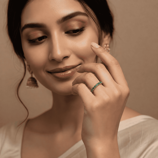 Matcha Pop Emerald Silver Band Ring