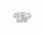 Twin Flame Moissanite Dual Solitaire Silver Ring