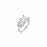 Twin Flame Moissanite Dual Solitaire Silver Ring