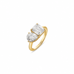 Twin Flame Moissanite Dual Solitaire Silver Ring