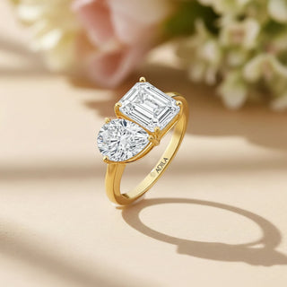 Twin Flame Moissanite Dual Solitaire Silver Ring