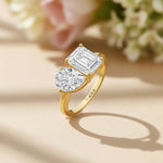 Twin Flame Moissanite Dual Solitaire Silver Ring