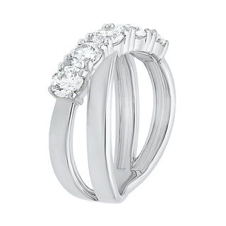 Crossover Round Shape Moissanite Stone Ring in Sterling Silver