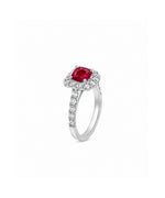 Ruhani Ruby Cushion Halo Moissanite Ring