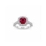 Ruhani Ruby Cushion Halo Moissanite Ring