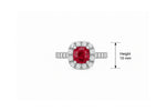 Ruhani Ruby Cushion Halo Moissanite Ring