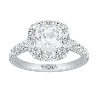 The Halo Cushion Ring with Diamonds in 925 Sterling Silver - Adila